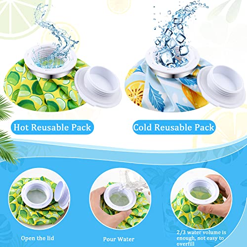Honoson 4 Pack Reusable Ice Pack and Hot Water Bag for Adults for Hot & Cold No-Leak Elastic Breathable Ice Bag(Cartoon Fruit Style) - style: Cartoon Fruit Style