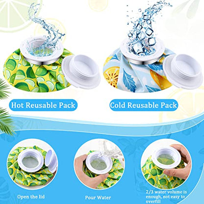 Honoson 4 Pack Reusable Ice Pack and Hot Water Bag for Adults for Hot & Cold No-Leak Elastic Breathable Ice Bag(Cartoon Fruit Style) - style: Cartoon Fruit Style