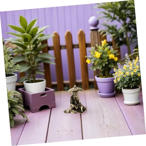 4pcs Brass Mini Fisherman Figurines Set, Old Chinese Fisherman and Monk Sculptures with Luoyang Bridge, Miniature Oriental Micro Landscape Decor for Desktop and Aquarium