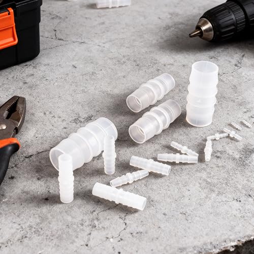 Quickun Plastic Hose Barb Fitting, 1/2" x 1/2" Barbed Splicer Mender Joint Adapter Union Fitting (Pack of 5) - size: 1/2 inch