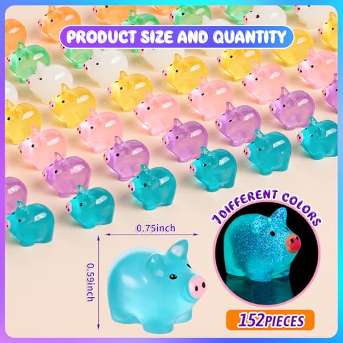 76PCS Luminous Mini Resin Pigs Miniature Pigs Figurines Cute Tiny Pig | Miniature Pigs Animals Figurines Glow in The Dark, Micro Garden Landscape, Dollhouses DIY, Birthday Party Decor - style: MiniPig 76PCS
