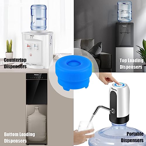 [6-Pack] Water Jug Cap for 2,3,4,5 Gallon Water Bottles with 55-60mm Standard/Screw/Crown Tops, Food-Grade Silicone Reusable Water Bottle Caps, Leak-Free Water Bottle Dispenser Caps Lids - color: Blue, size: 6 Pack