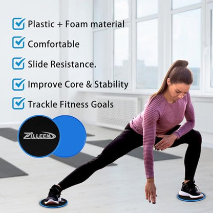 ZILLEEN Exercise Sliders for Working Out Pilates Fitness Discs 10pcs | Strength Slides for Yoga Pilates Aerobics Lunges Squats, Women & Men - color: Black