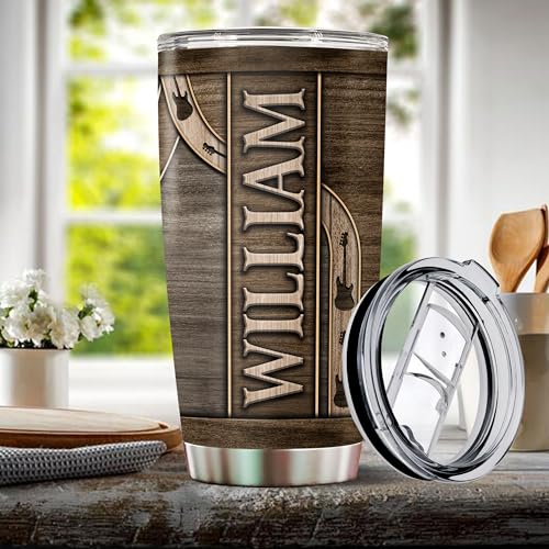 Personalized Bass Gifts for Men 20oz Stainless Steel Insulated Coffee Cup Travel Mug Tumbler with Lid Bassist Gift for Musician Lovers Players Dad Husband Son Christmas Birthday Valentine - color: BASS GUITAR