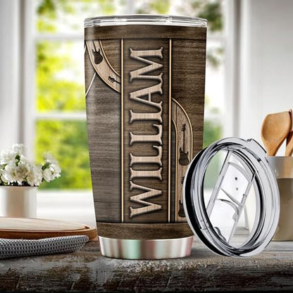 Personalized Bass Gifts for Men 20oz Stainless Steel Insulated Coffee Cup Travel Mug Tumbler with Lid Bassist Gift for Musician Lovers Players Dad Husband Son Christmas Birthday Valentine - color: BASS GUITAR