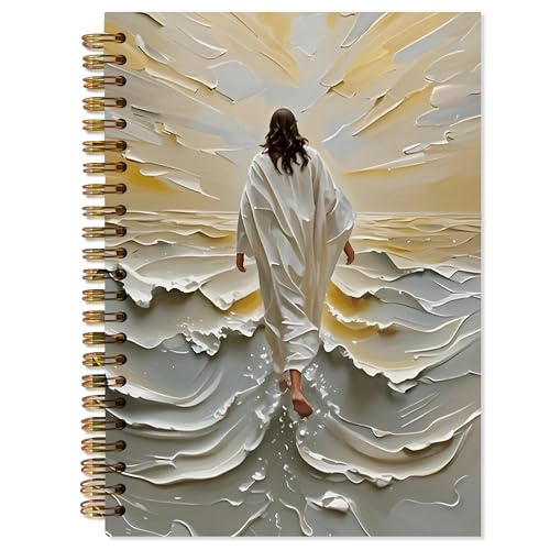 YTRGI Jesus Christian Notebook Journal, Jesus Walking on Water Religious Notebooks for Note Taking, Christian Prayer Journal for Women Men, Spiral Notebook 5.5x8.3 Inch - color: Jesus Waves