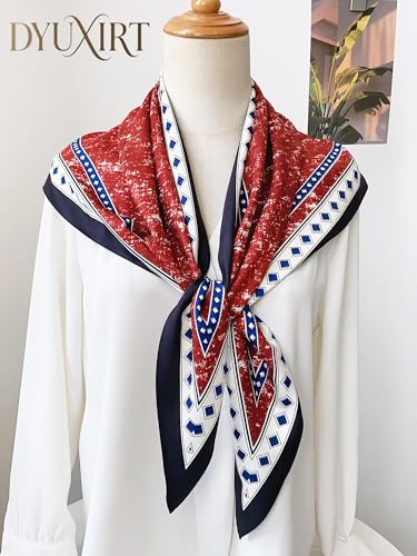 Triangle Shawls Scarf Head Hair Neck For Women Scarves Fashion Silk Feeling Lady Lightweight 51 * 23.6inch - color: K14-red Fragmented Star River（51*23.6inch）