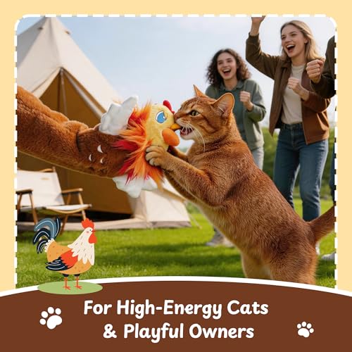 Cat Wrestling Glove, 22 inch Cat Puppet Wrestler with 3 Catnip Pouches & 3 Layer Resistant Protection, Interactive Cat Toy with Removable Bell for Boredom Relief & Mental Stimulation, Chicken - color: Chicken
