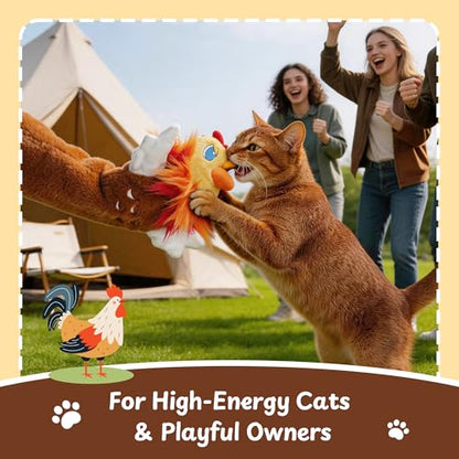 Cat Wrestling Glove, 22 inch Cat Puppet Wrestler with 3 Catnip Pouches & 3 Layer Resistant Protection, Interactive Cat Toy with Removable Bell for Boredom Relief & Mental Stimulation, Chicken - color: Chicken