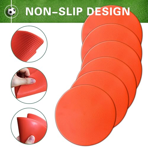 Poly Spot Markers 4 inch/9 inch Non-Slip Rubber Agility Training Markers Floor Dots Flat Field Cones for Football, Soccer, Basketball, School Exercise Drills, Dance Practice - style: 9 inch 12 Pcs Orange Red (TPE)