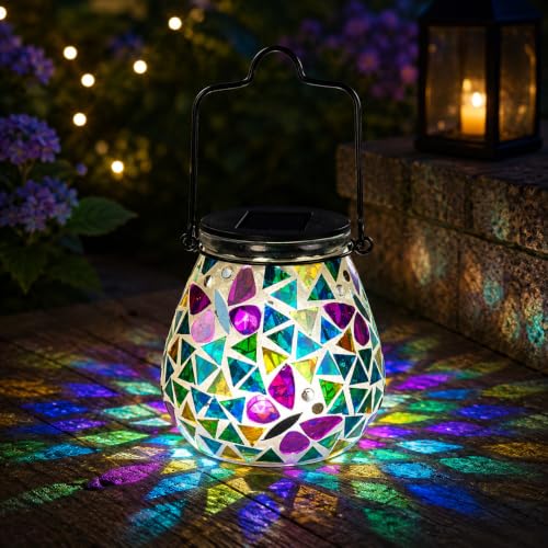 Mosaic Butterfly Solar Lantern Outdoor Waterproof Solar Light Garden Decor