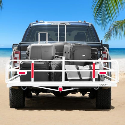KAIRAY 500 Lbs Heavy Duty Hitch Mount Cargo Carrier 60" x 24" x 14.4" Folding Cargo Rack Rear Luggage Basket Fits 2" Receiver for Car SUV Camping Traveling (White) - color: White, size: Hitch Cargo Basket only - 60" x 24" x 14.4"