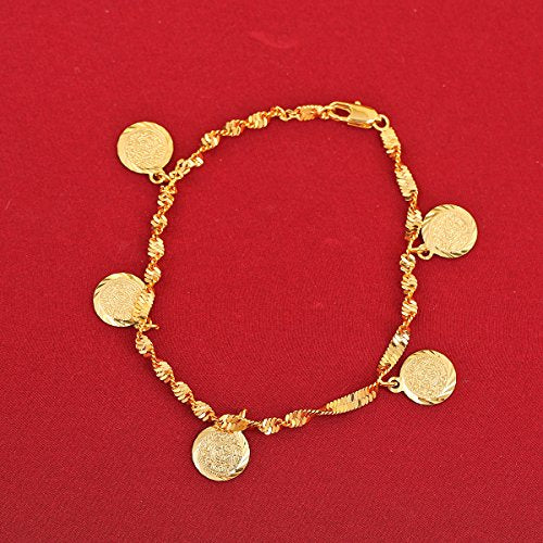 Small Cute Gold Plated Islamic Muslim Arab Money Coins Bracelet for Women Jewelry Bangle - style: Style H