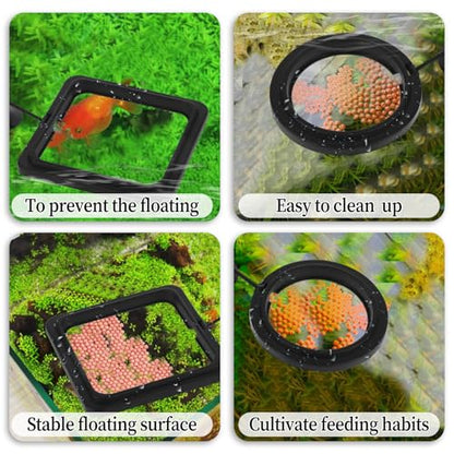 2 PCS Aquarium Feeding Ring, Fish Feeding Rings Automatic Fish Feeder with Suction Cup Betta Feedings Ring Practical Round Floating Food for Betta, Guppy, Goldfish