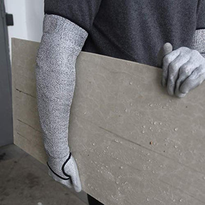 Protective Arm Sleeves, Cut Heat Resistant Arm Protectors Anti Abrasion Safety Armband for Garden Kitchen Work 1 Pair - color: Grey (Medium, 1 Pair) With Thumb Hole