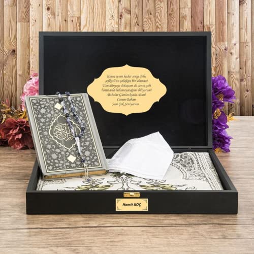 Customizable Islamic Gift Box For Men | Quran Prayer Rug Tasbih Skullcap Set | Islamic Birthday Gift For Him | Muslim Wedding Gift | Islam Gift For Dad Boyfriend