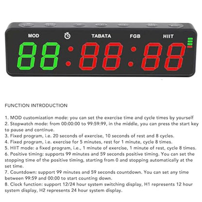 LICAEVEY Gym Timer Clock, Magnetic Rechargeable Interval Timer with Stopwatch, Portable Workout for Home Gym, Boxing, Fitness Training