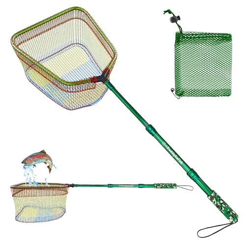 Kids Fishing Net - Extendable Telescopic Landing Net for Boy Girl Children Catching Small Fish Crab Shrimp Minnow Dragonfly Beach Pier Lake River Ocean - color: Style 2 (Green)