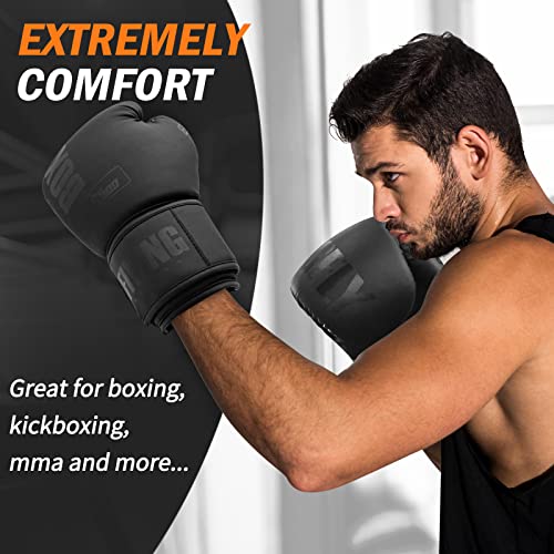 Boxing Gloves for Men&Women,Training,MMA,Sparring,Muay Thai,8oz-16oz - color: Black, size: 12oz