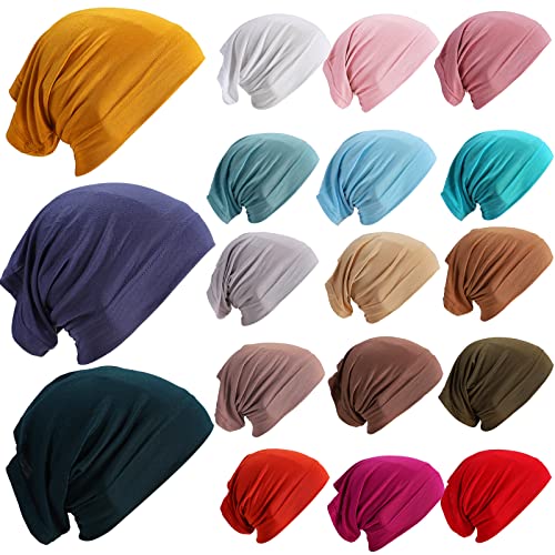 JenPen 18 Pcs Hijab Undercap Scarf Headwear Unisex Dreadlock Hat Turbans Women Stretch Under Caps Solid Color Hijab Cap - color: Fresh Color