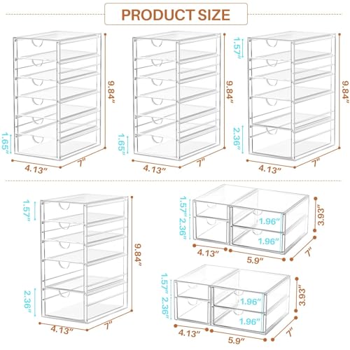 ARSTPEOE 30-Drawer Acrylic Storage & Makeup Organizer for Desk, Bath | Smooth-glide drawers, clear acrylic, stackable , dustproof, wipe-clean, for perler beads, rhinestones, googly eyes, lego bits - size: 30 Drawers
