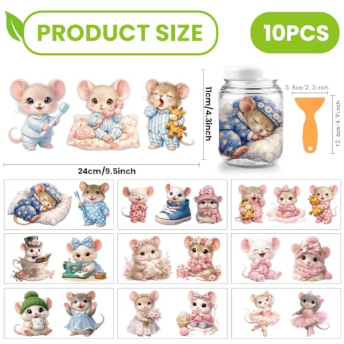arricraft 10 Sheets Cartoon Mouse Theme UV DTF Cup Wrap for 16OZ Glass, Cute Old Mouse Rub on Decals PVC Transfer Stickers for DIY Cups Window Home Printing Decoration 24x11cm/9.4x4.3inch - style: Cartoon Mouse Theme