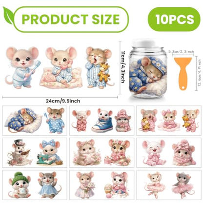 arricraft 10 Sheets Cartoon Mouse Theme UV DTF Cup Wrap for 16OZ Glass, Cute Old Mouse Rub on Decals PVC Transfer Stickers for DIY Cups Window Home Printing Decoration 24x11cm/9.4x4.3inch - style: Cartoon Mouse Theme