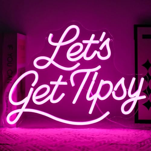 Let's Get Tipsy Neon Sign for Room Decor Dimmable Letters Led Lights Signs Pink Neon Light for Wall Decor Home Bar Restaurant Party Man Cave Beer Pub Decoration Gifts - style: Let's Get Tipsy