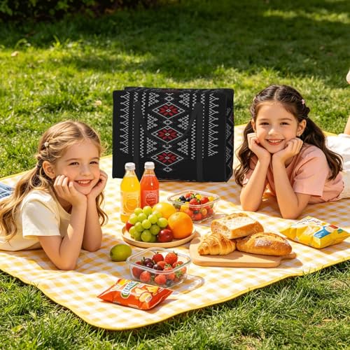 Large Grocery Bags with Zipper Closure, Polyester Foldable Shopping Bags, Heavy Duty Reusable Tote Bags - color: Geometric Pattern