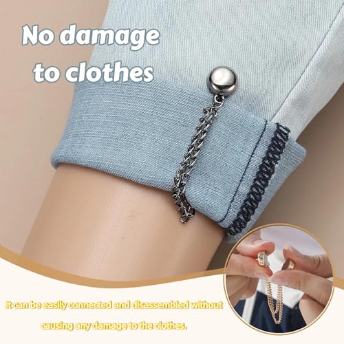 GAUEIOUR 3PCS Magnetic Clothing Clips, Multi-Function Magnetic Pinless Clothing Clips, Hem Shawl T-Shirt Hem Shirt Sleeve Magnetics Seam Free Fastening Decoration Buckle (Silver/Gold/Black)