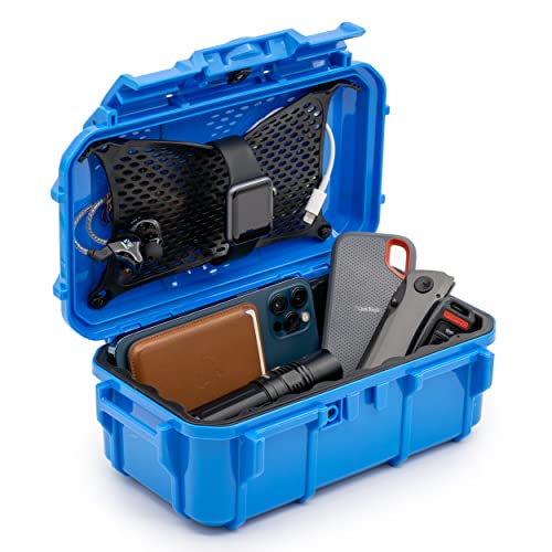 Evergreen 57 Waterproof Dry Box Protective Case - Travel Safe/Mil Spec/USA Made - for Cameras, Phones, Ammo Can, Camping, Hiking, Boating, Water Sports, Knives, & Survival (Blue) - color: Blue
