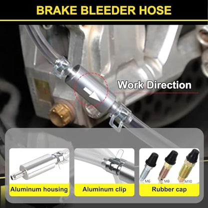 4 PCS Universal Brake Fluid Deflerator, Brake Bleed Hose, Brake System Bleeding Tools, Auto Motorcycle Clutch One-Way Check Valve Tube Deflation Tool Kit Hose with Metal Clamp (2 PCS) - color: 2 PCS