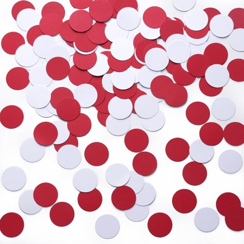 MOWO Red and White Paper Confetti Table Decoration, 1.2'', 200pc - color: Red,white