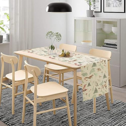 Rustic Woodland Kids Table Runner, Cute Forest Animals, Country Lodge Cabin Wild Animal Bear Deer Fox Wolf Set, 13X36 Inch - color: Camouflage-4, size: 13x36 Inch