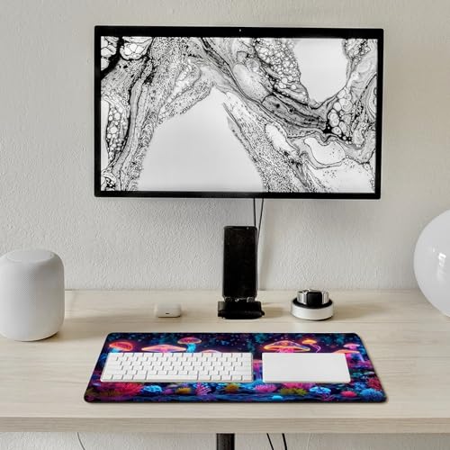 KeKee Glowing Colorful Sea Aquarium Neon Large Mouse Pad Gaming Mousepad Desk Pad for Keyboard and Mouse Mat Non-Slip Base 30x60cm, Style - size: 30x60cm