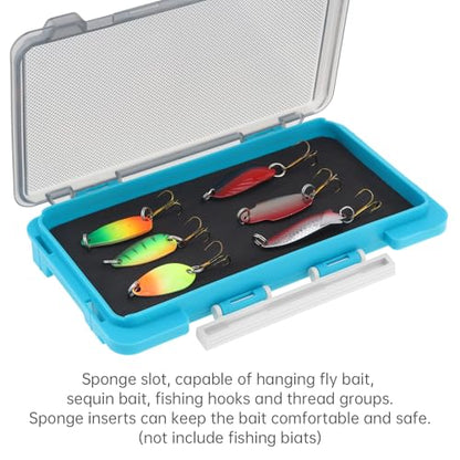 Fishing Tackle Box Slit Foam Case, Super Slim Fishing Lures Jig Box Hooks Spinners Spoons Storage Tackle Tray, (6.8 * 3.8 * 0.8inch) (Blue) - color: Blue