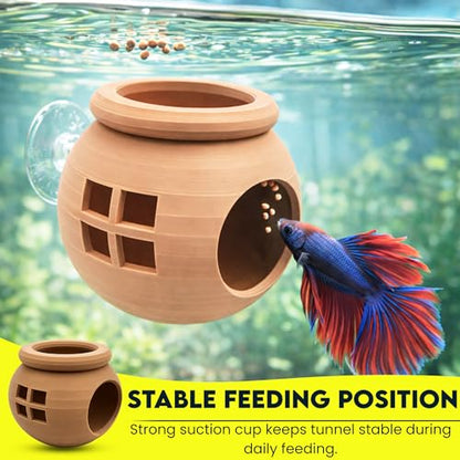 Floating Cozy Betta House, Natural Floating Betta Hide Out, Aquarium Fish Hammock, Relaxing & Stress Relief, Suction Cup Included, 2.9" W x 2.6" H (Natural Brown) - color: Natural Brown