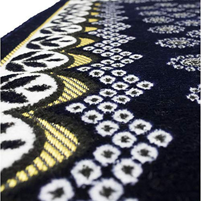 Modefa Turkish Islamic Prayer Rug - Thin & Lightweight Velvet Praying Carpet - Soft Muslim Praying Mat Janamaz - Ramadan or Eid Gift for Men & Women - with Car Hanger - Vined Arch (Daisy Navy Blue) - color: Daisy Navy Blue