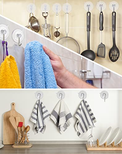 Suction Cup Hooks 15Pack Reusable Clear Hooks | 1.78 Inches Clear PVC Medium Suction Cup No Trace, & Removable, for Glass, Tile, Window, Kitchen, Bathroom - size: Glue hook-15Pack