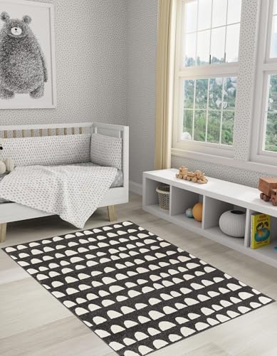 Rugs.com - Whimsy Kids Rug – 2' 2 x 3' 1 Dark Gray Easy-Clean Rug – Modern Abstract Arch Pattern for Entryway, Kitchen, and Bathroom - color: Dark Gray, size: 2'2" x 3'1" (Rectangular)