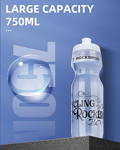 ROCKBROS Cycling Water Bottle, 20-25oz Squeeze Sports Water Bottle, BPA-Free - color: 25oz Transparent