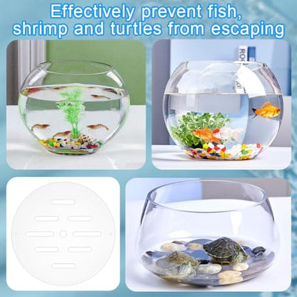OLYCRAFT Acrylic Aquarium Anti-Jumping Lid Cover Clear Acrylic Plate Fishes Tank Cover with Hole 7.9 Inch Round Aquarium Protection Lid Aquariums Covers Lids to Prevent Fish for Turtles Shrimps Fish - size: 7.9 Inch