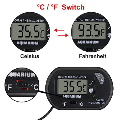 6 PackLCD Digital Aquarium Thermometer Fish Tank Water Terrarium Temperature with Suction Cup for Fish Tank Water Terrarium