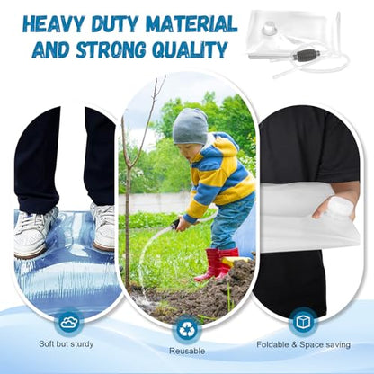Buzzlett 3 Pcs 40 Gallon Water Storage Bladder, Foldable and Resuable | Heavy Duty Food-Grade Plastic Bag, BPA-Free, Ideal for Emergency Water Bank, Camping, Gardening & Agricultural Irrigation