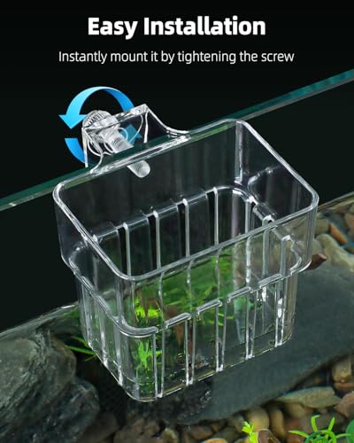 Pawfly 2 Pcs Clear Acrylic Aquarium Plant Holder for Fish Tanks, Top Hanging Fish Tank Planting Holder with Hook, Adjustable Aquarium Planter Cup - size: 2 Pcs