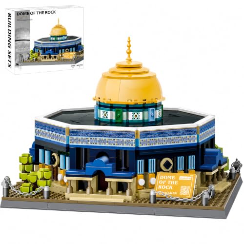 Dome of The Rock Building Blocks Set Islamic Architectural Model Bricks Toys for Kids Muslim Gifts for Kids Adult 983 Pieces - color: Gray, Brown, White