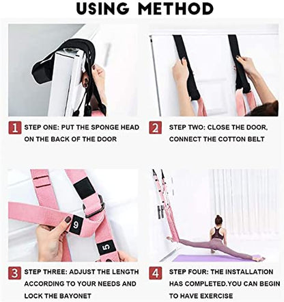 Yoga Fitness Stretching Strap, Adjustable Leg Stretcher Back Bend Assist Trainer, Improve Leg Waist Back Flexibility Home Gym Equipment for Rehab Pilates Ballet Cheerleading Splits Gymnastics - color: black