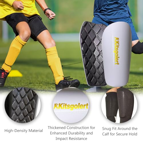 Soccer Shin Guards for Youth Adults, Protective Soccer Equipment for Football, Lightweight Reinforced Shin Guards - color: White