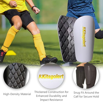 Soccer Shin Guards for Youth Adults, Protective Soccer Equipment for Football, Lightweight Reinforced Shin Guards - color: White