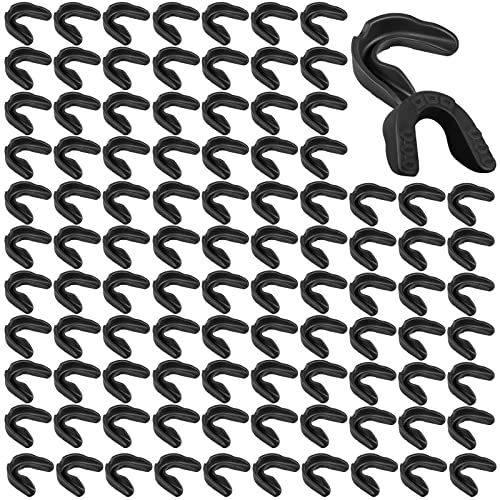 Kathfly 100 Pack Sports Mouth Guard Bulk Athletic Mouthguard Silicone Gum Mouthpiece Teeth Protection for Football Boxing Basketball Hockey Karate Lacrosse Wrestling(Black) - color: Black